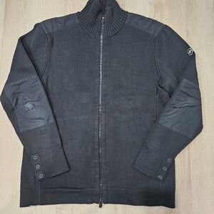 Victorinox Black Ribbed Full-Zip Sweater